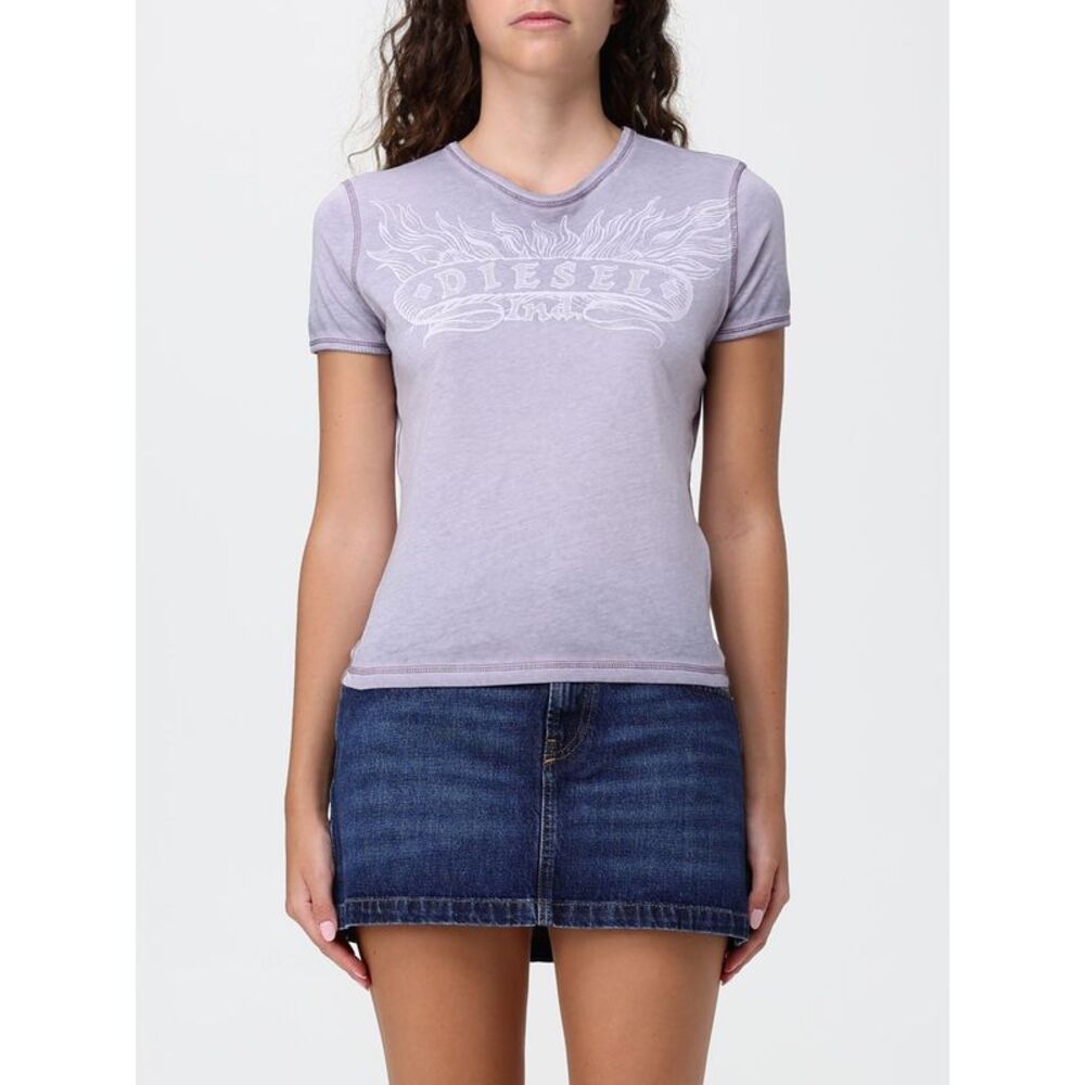 Diesel Women Slim Fit Cotton T-Shirt Diesel With Contrasting Logo On The Chest